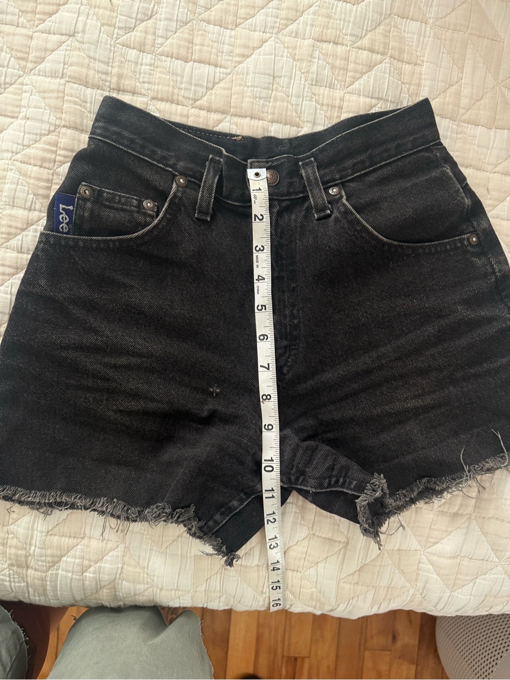 NOT FOR SALE Lee Black High-Rise Raw Hem Denim Shorts